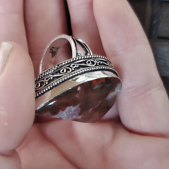 New Huge Seam Agate Antique Design 925 Silver Statement Ring. - Picture 15 of 16